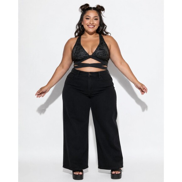 Rolita Couture Tops - Rolita Couture Halter Wrap Rave Top Womens Plus Size Sleeveless Black Marble NWT